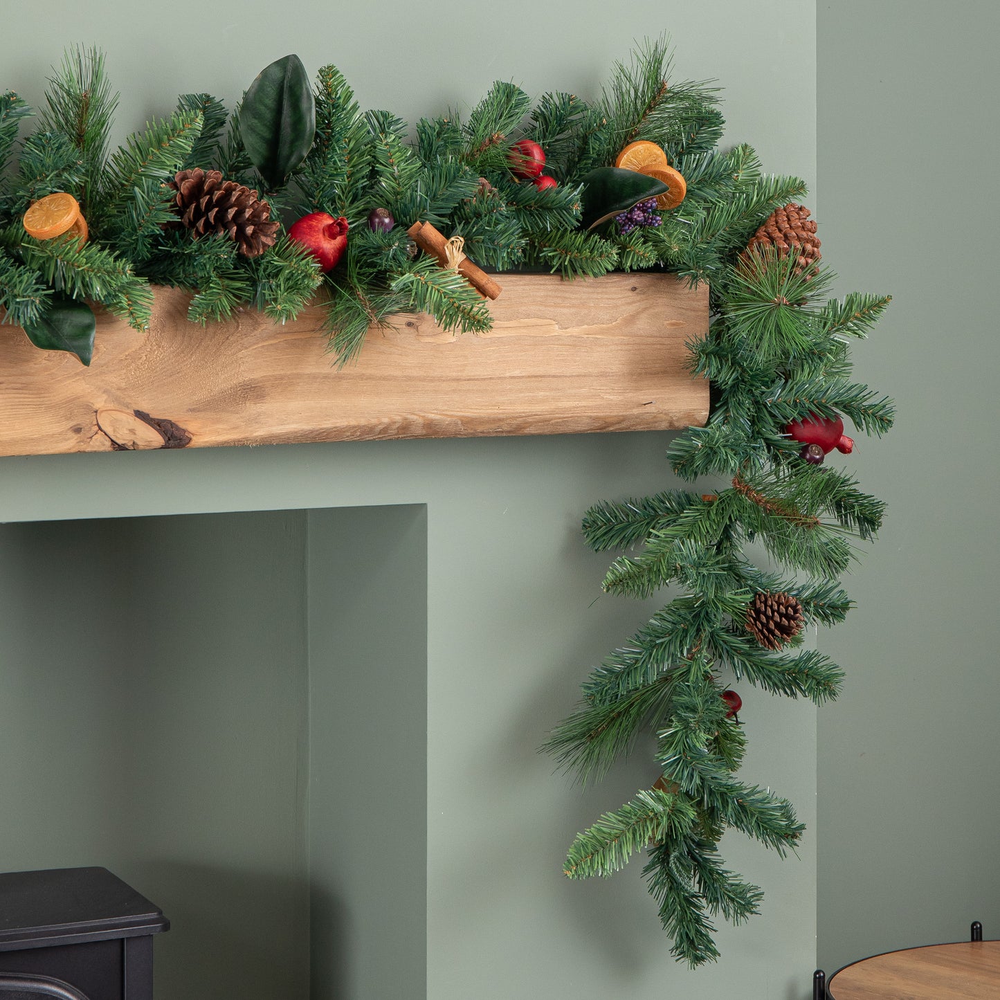 2.7m Festive Spice Christmas Garland with Pinecones and Faux Dried Fruit