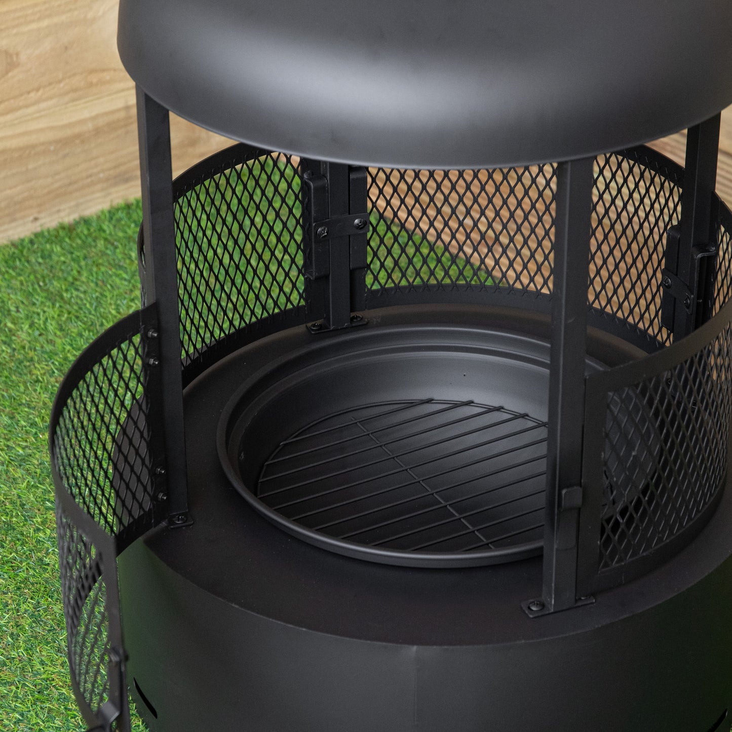 80cm Black Steel Firedancer Chiminea Fire Pit with Fire Poker