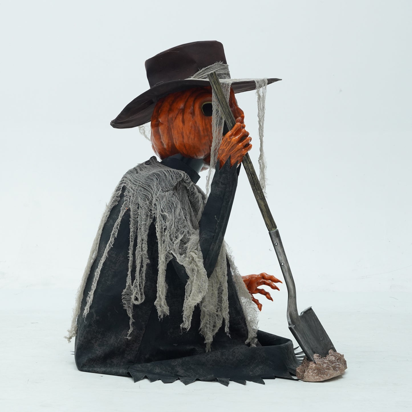 3ft Tall Pop-up Pumpkin Scarecrow Halloween Animatronic Decoration with LEDs