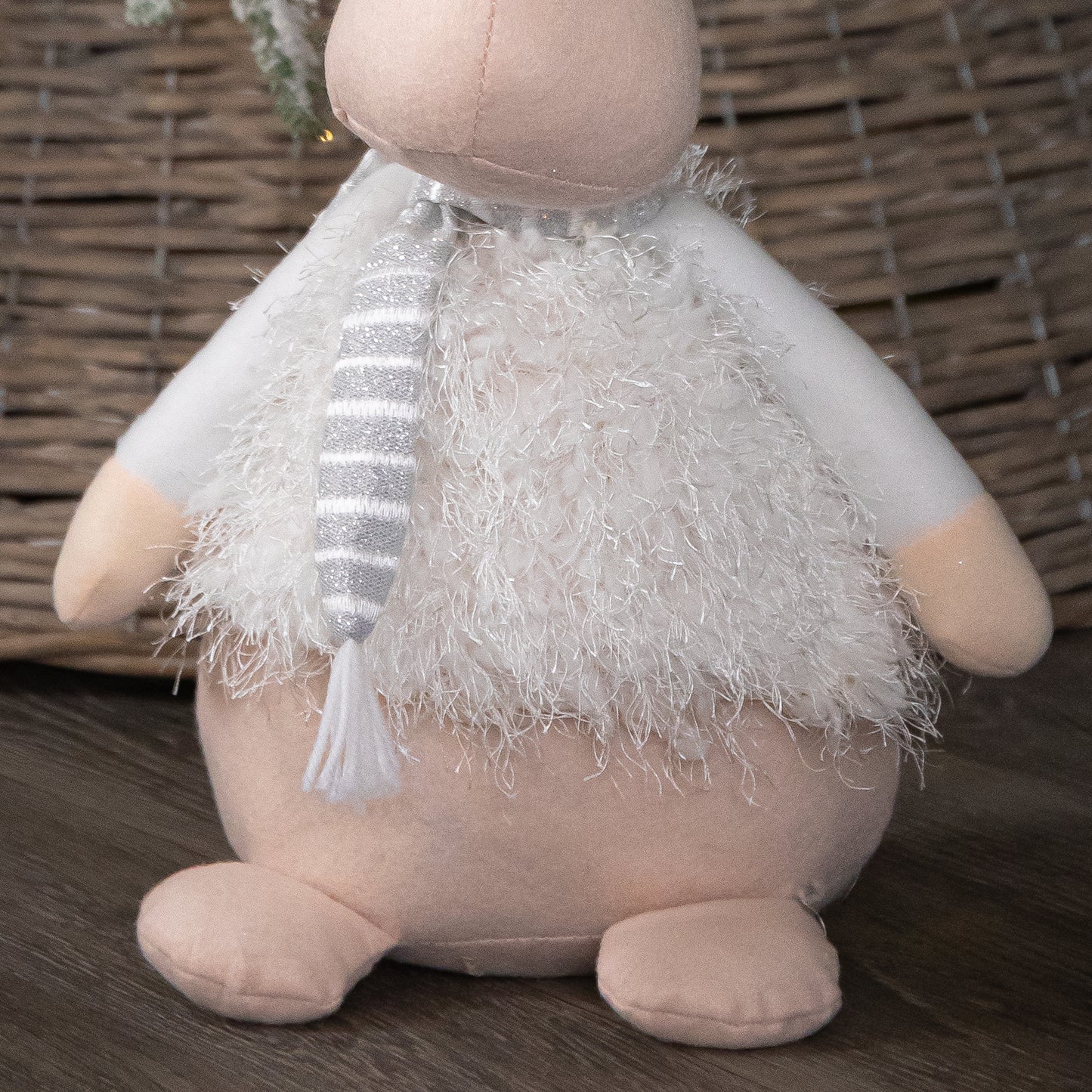 52cm Battery Operated Plush White Christmas Reindeer with LED Lit Antlers