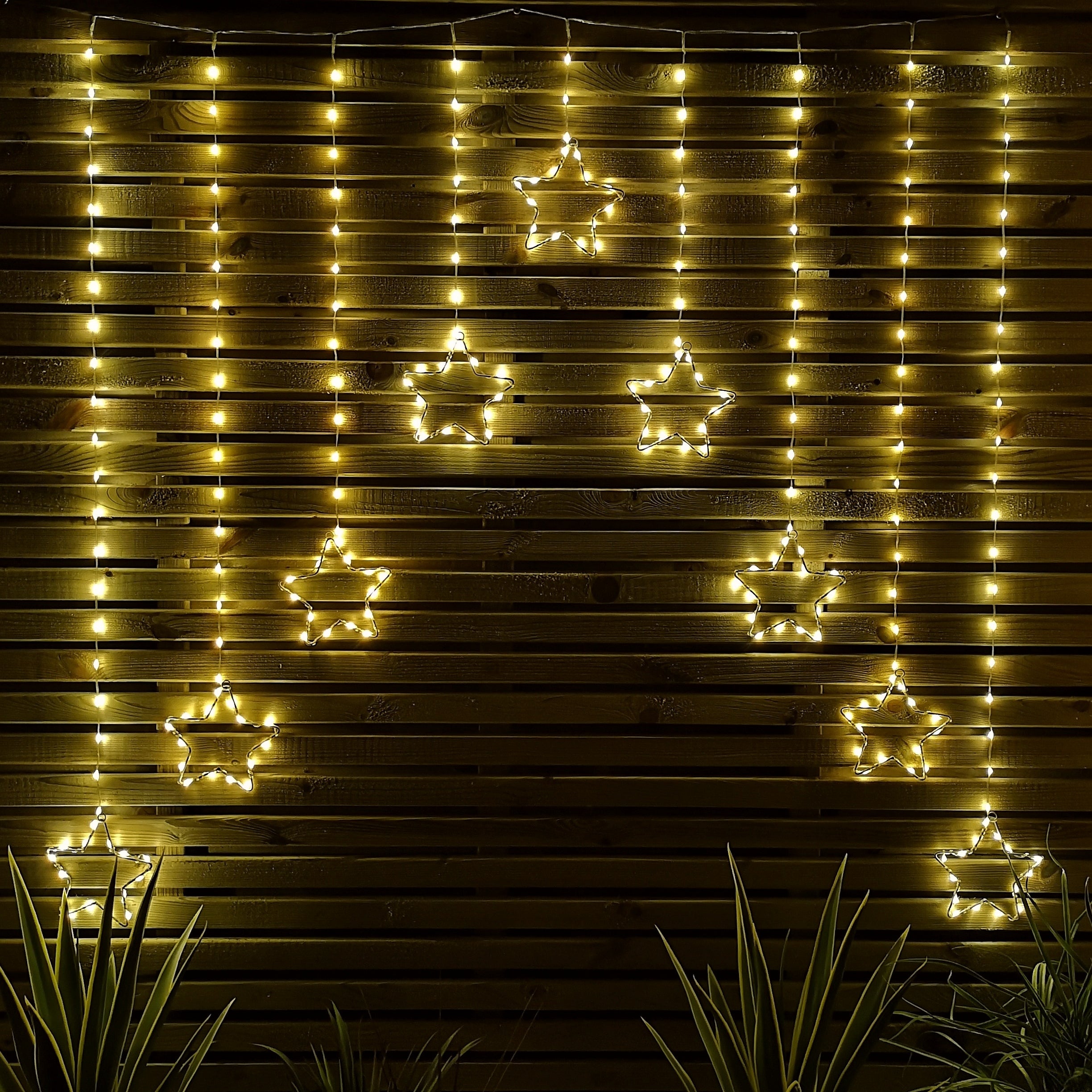 1.2m Warm White LED Star Curtain Lights Christmas Decorations