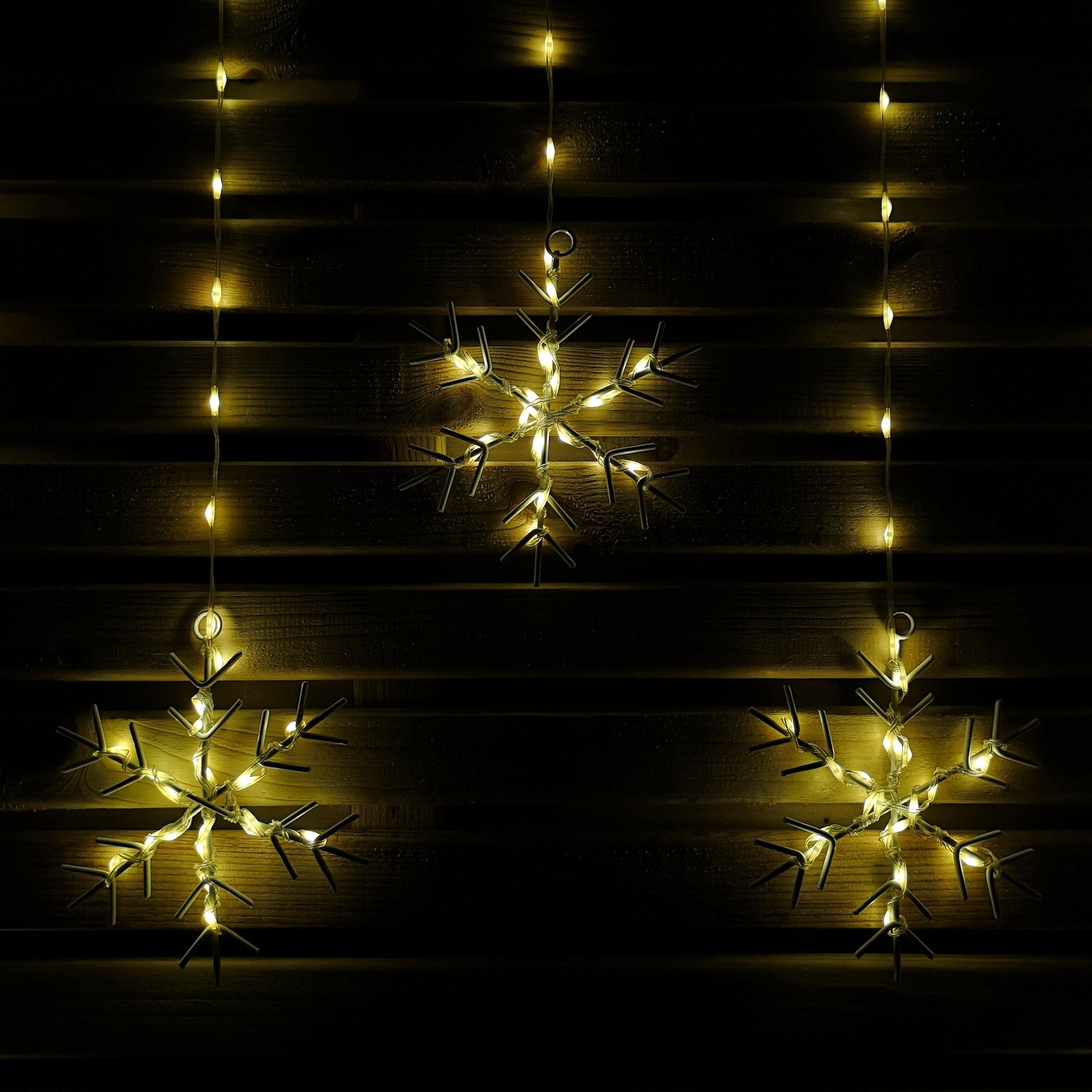1.2m LED Snowflake Curtain Lights Christmas Decorations in Warm White