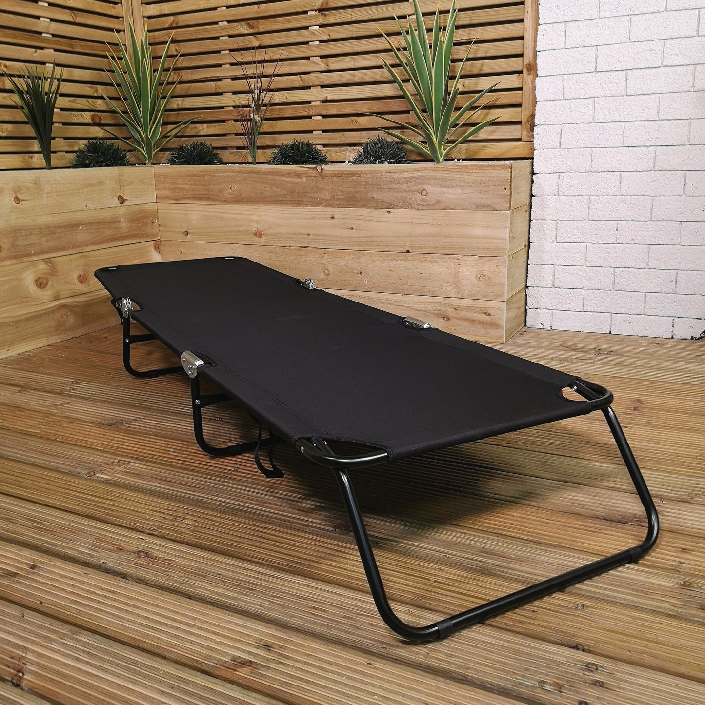 Factory Seconds: Black Outdoor Garden Patio Reclining Oxford Sun Lounger