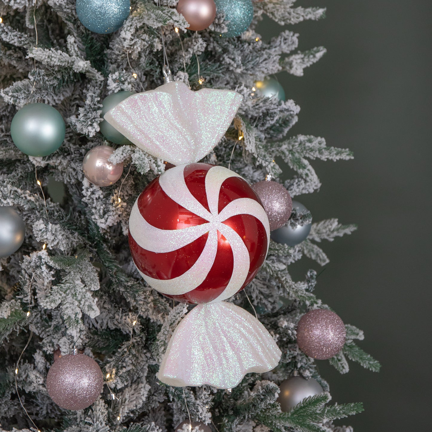 50cm Red and White Stripe Hanging Bauble Christmas Candy Decoration