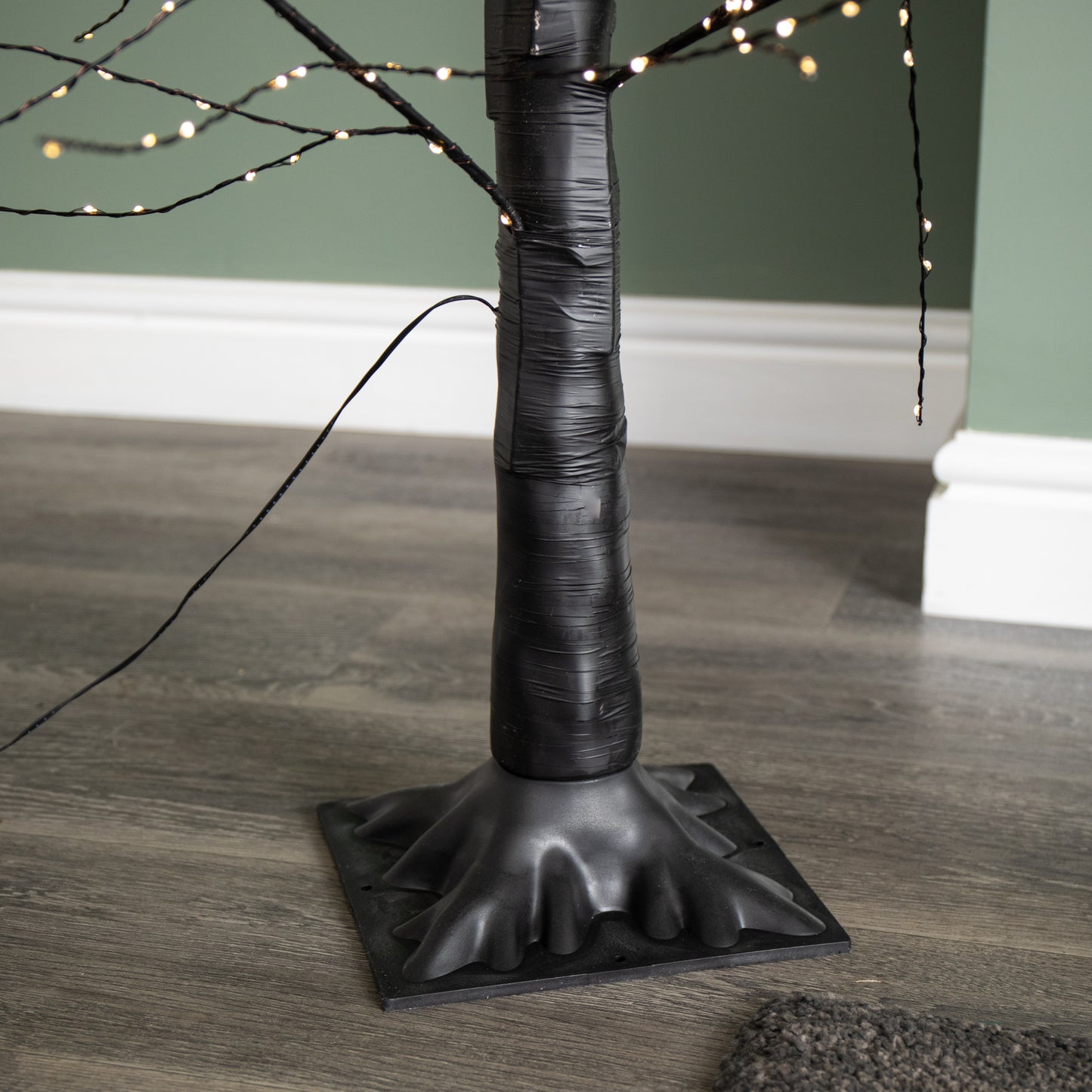 Factory Seconds: 6ft (1.8m) Tall Light up Black Micro Dot Christmas Tree with 1100 Warm White LEDs and Remote Control