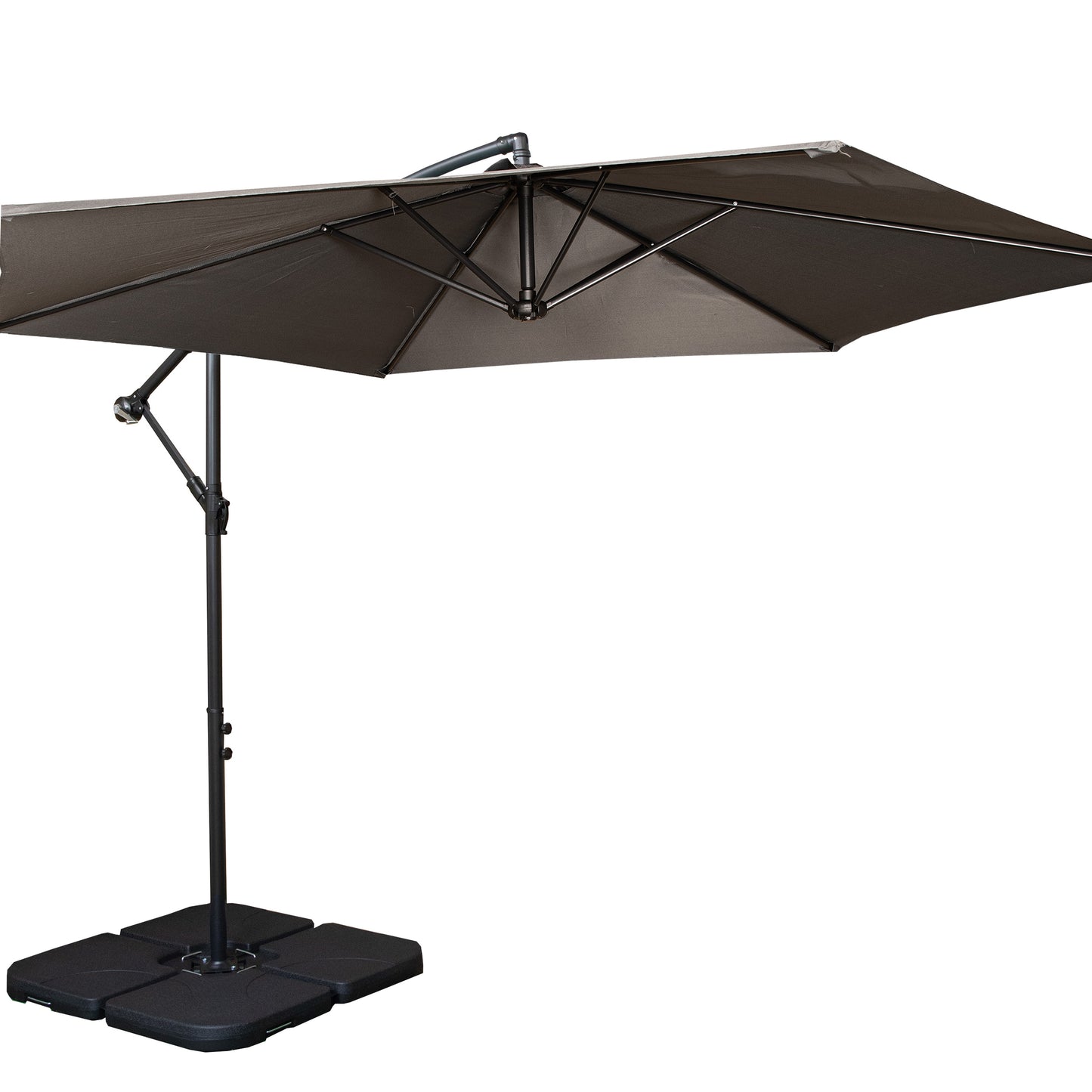 3m Cantilever Banana Garden Parasol in Grey with Crank Handle and Parasol Base Weights Included