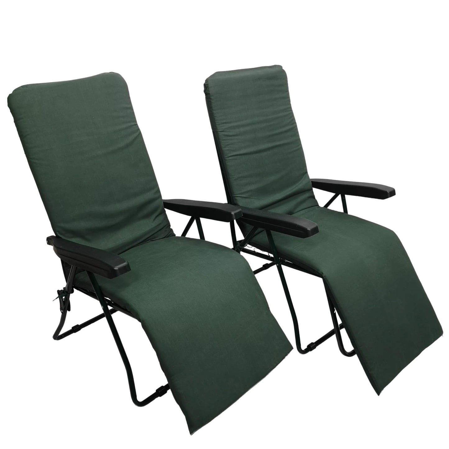 Factory Seconds: Set of 2 Padded Outdoor Garden Patio Recliner / Sun Lounger in Plain Green