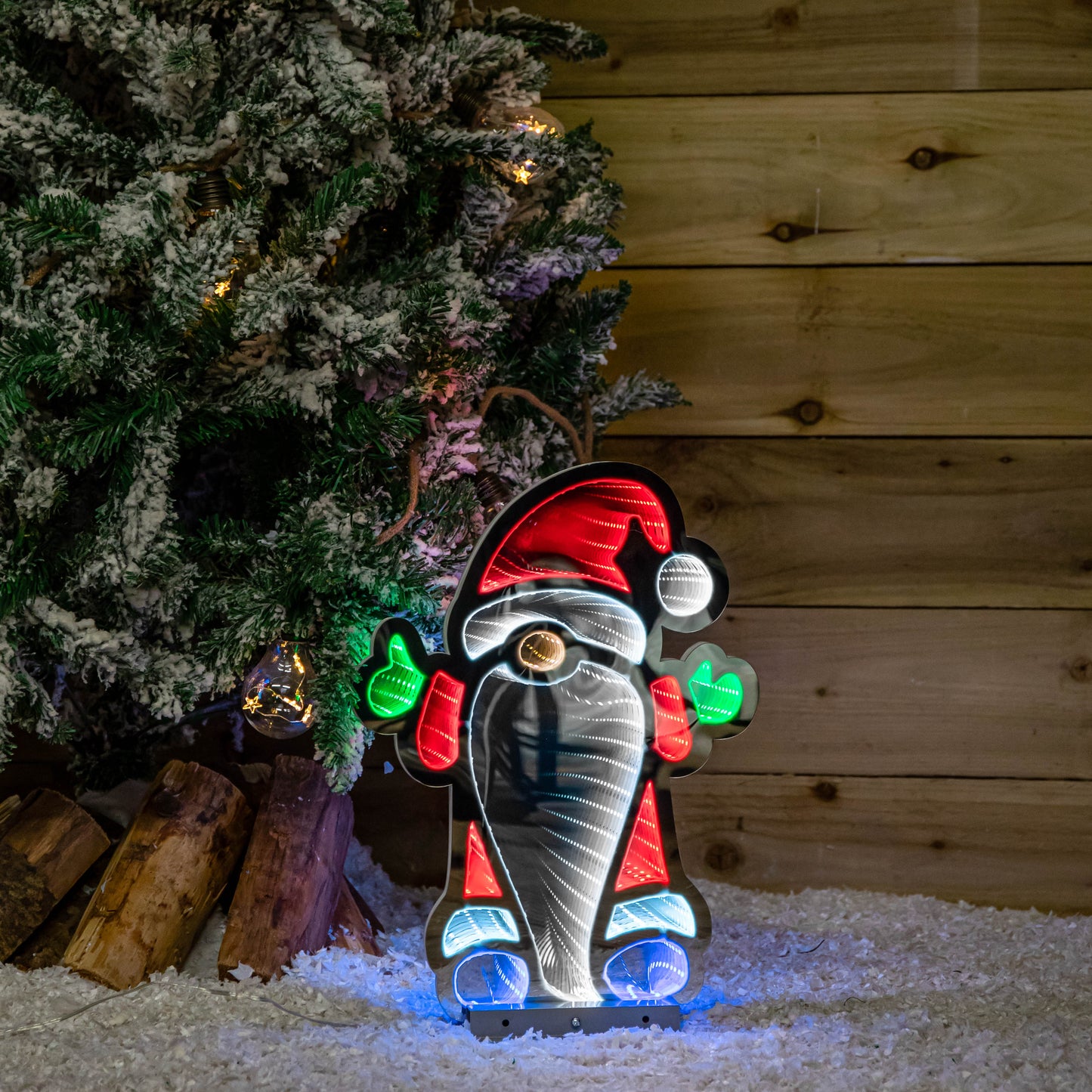 40cm Infinity Christmas Santa with Metal Base and Multi-Coloured LEDs