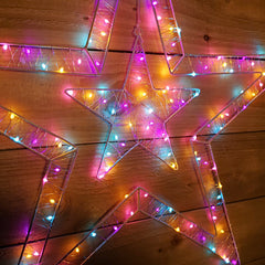 80cm Light Up Double Star Christmas Decoration with 140 LED in Rainbow
