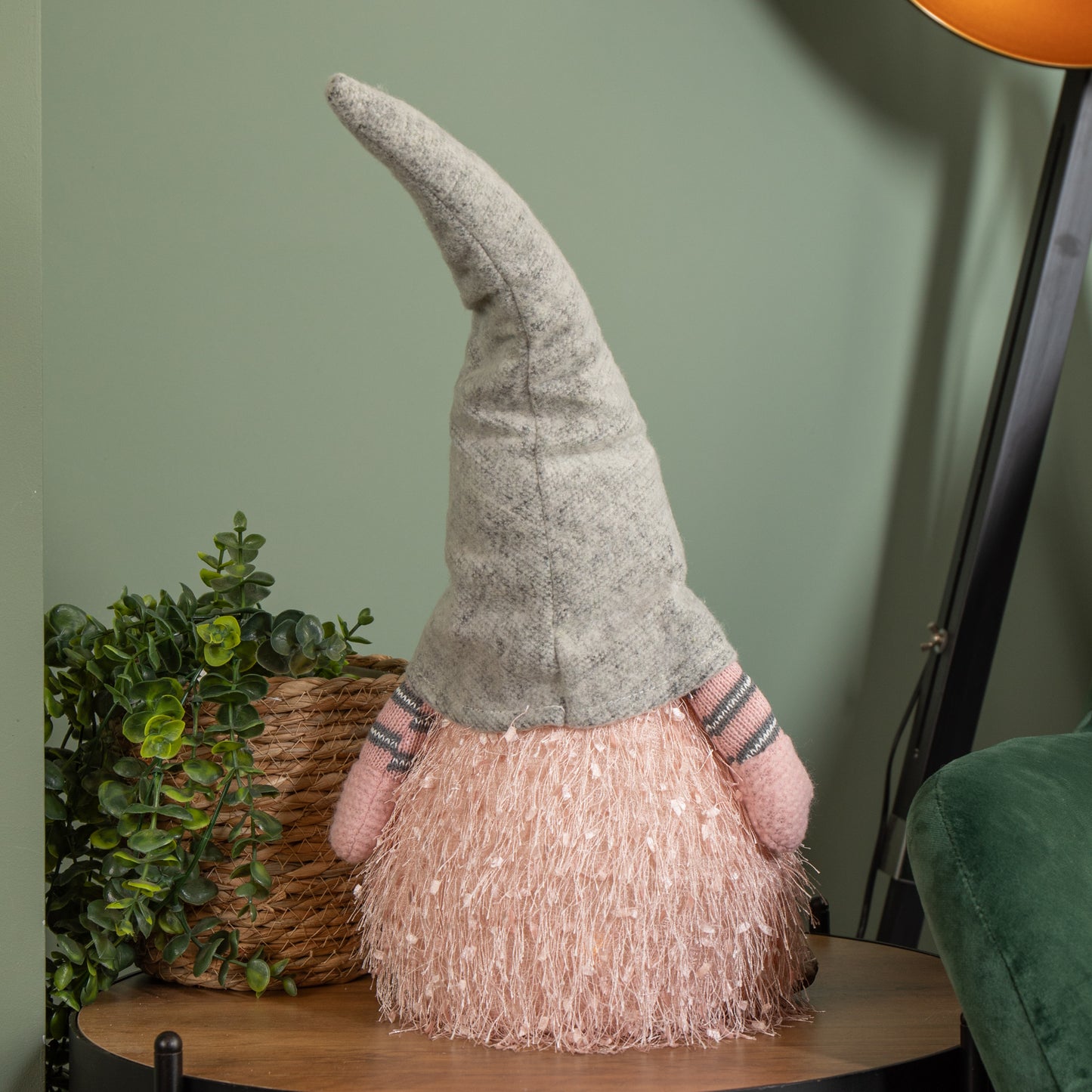  30cm Christmas Male Gonk with LED Light - Grey Hat