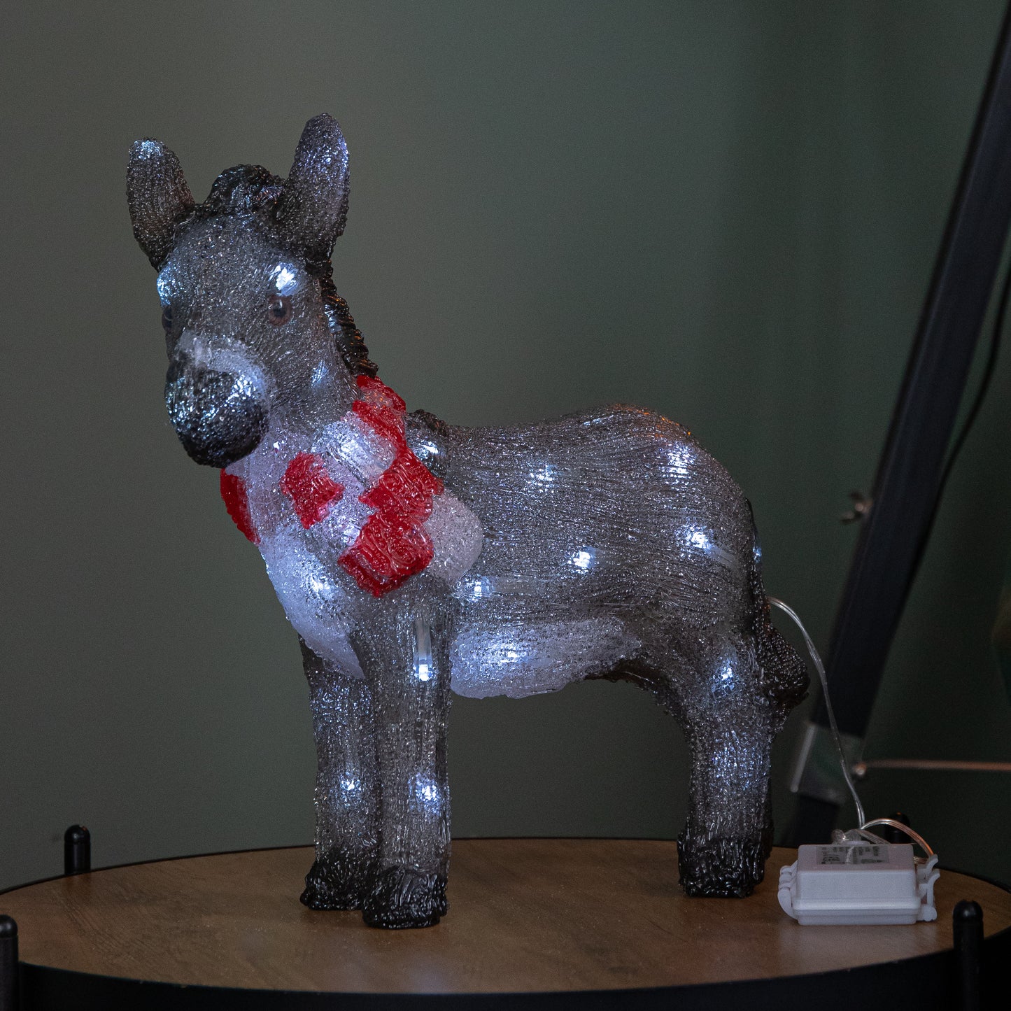 34cm Battery Operated LED Light up Acrylic Christmas Donkey Decoration