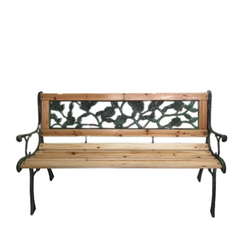 2 Seater Outdoor Wooden Cast Iron with Rose Design Garden Patio Bench