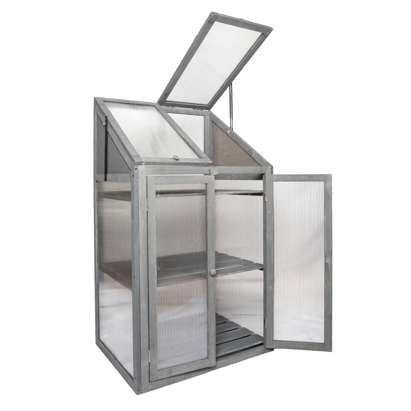 Samuel Alexander Wooden Mini Greenhouse Cold Frame - Small Greenhouse Grey H120 x W69 x D49cm