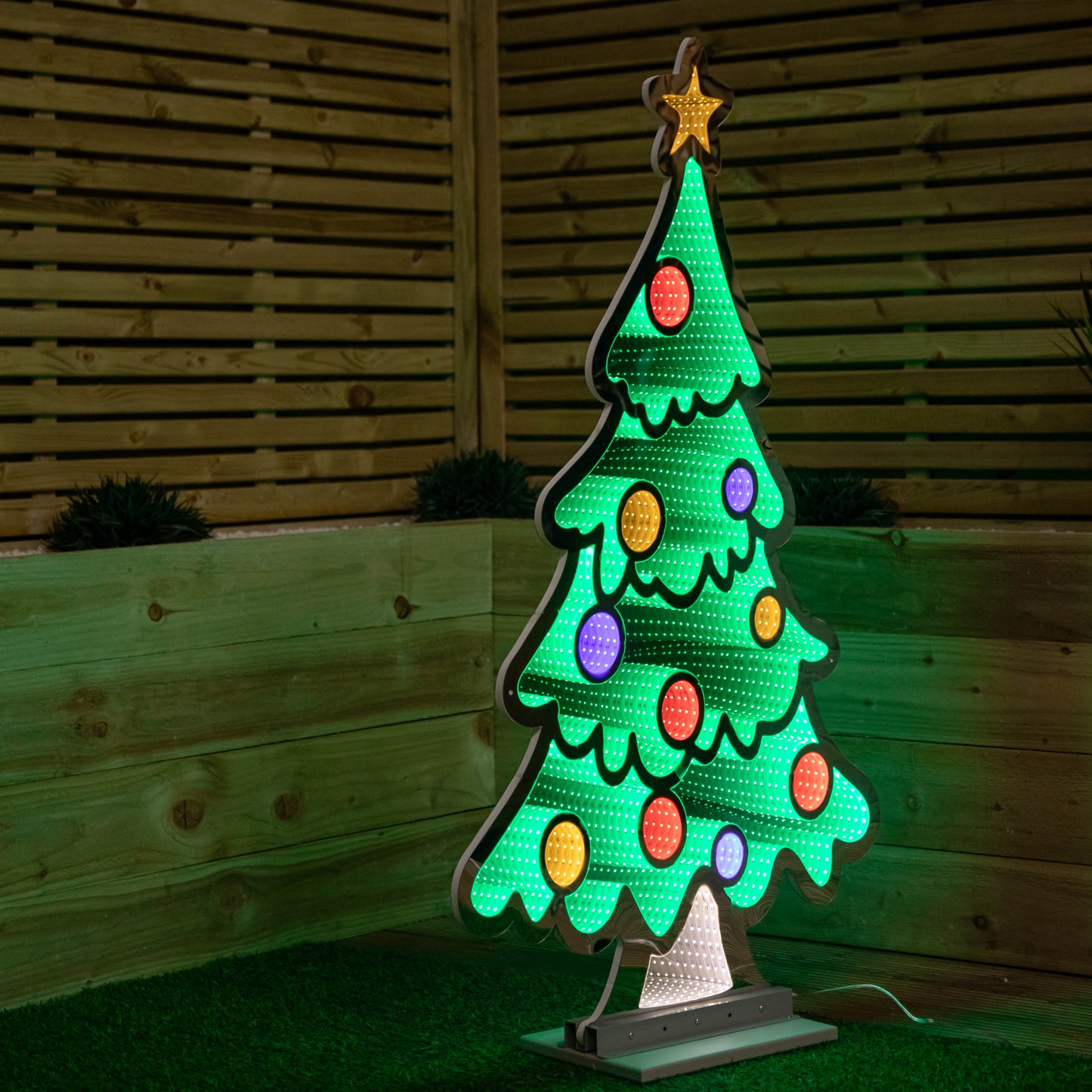 4ft (1.2m) Tall Light up Christmas Tree Infinity Decoration with Multi-Coloured LEDs
