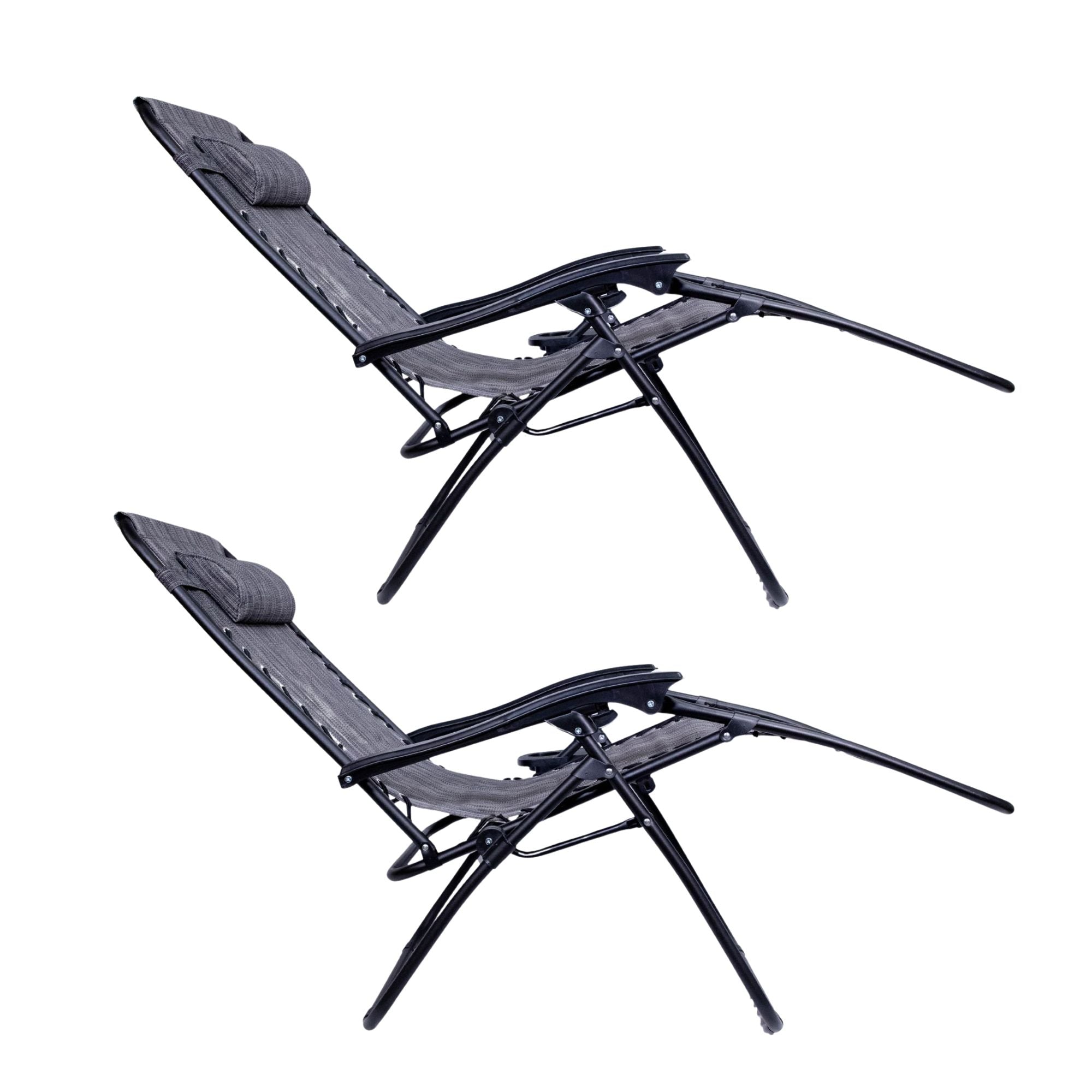 Set of 2 Multi Position Garden Zero Gravity Relaxer Chair Sun Lounger in Mixed Grey