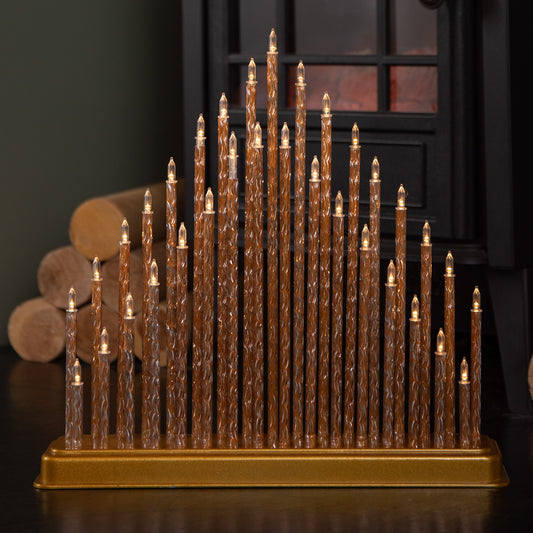 33cm Battery Operated Gold Light up Christmas Candle Bridge with 33 Warm White LEDs