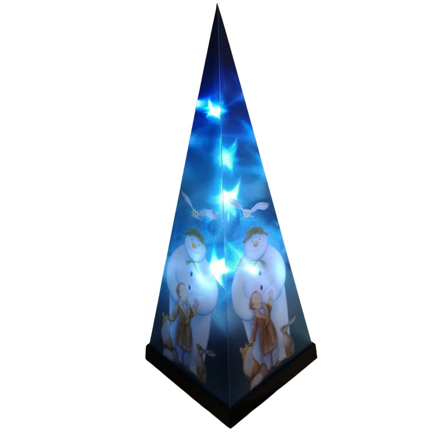 35cm Battery Operated Laser Pyramid Christmas Decoration - The Snowman and Friends