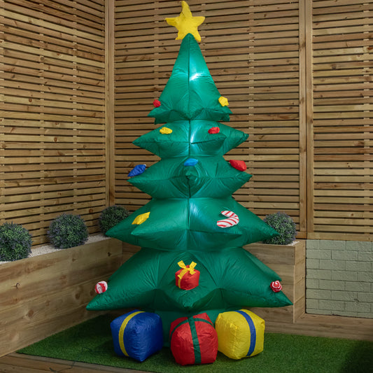 2.4m Tall Light up Christmas Tree Inflatable with Presents and LEDs