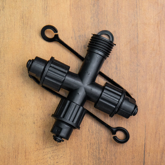 9cm x 10cm Black Plastic 3 Way Connector Max for Connectable String Lights