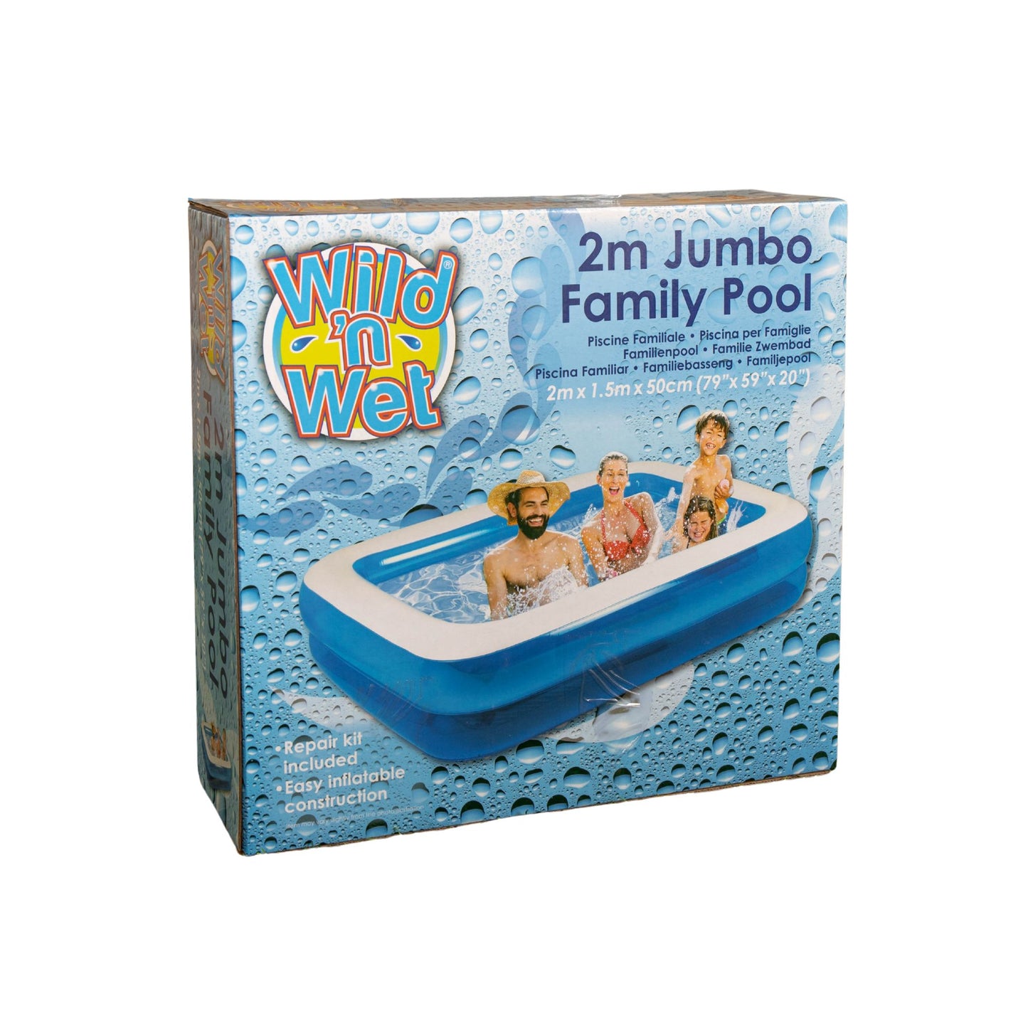 2m x 1.5m Jumbo Rectangular Inflatable Family Paddling Pool