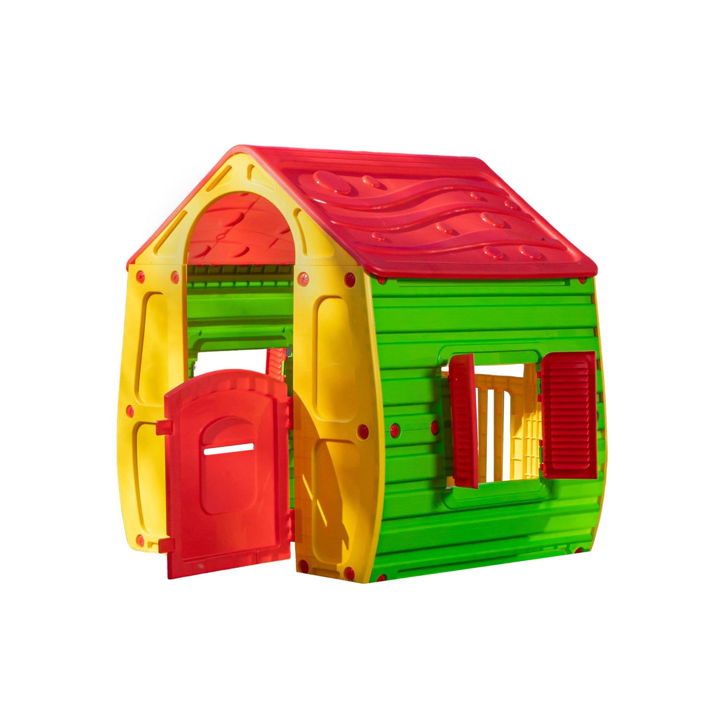 1.09m Yellow & Red Kids Indoor Outdoor Plastic Wendy House Magical Playhouse