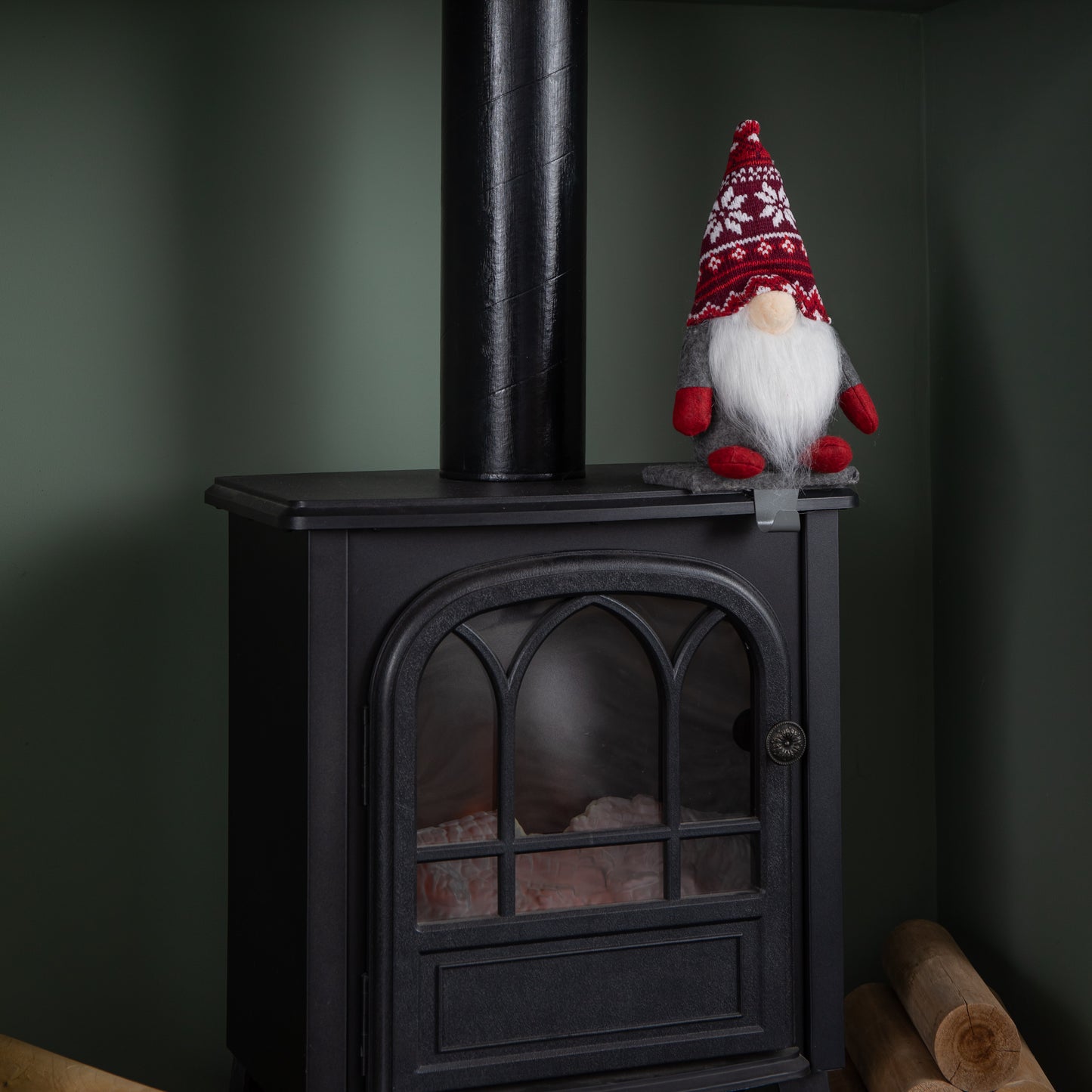 30cm Plush Gnome Gonk Christmas Stocking Holder Decoration with Grey Body