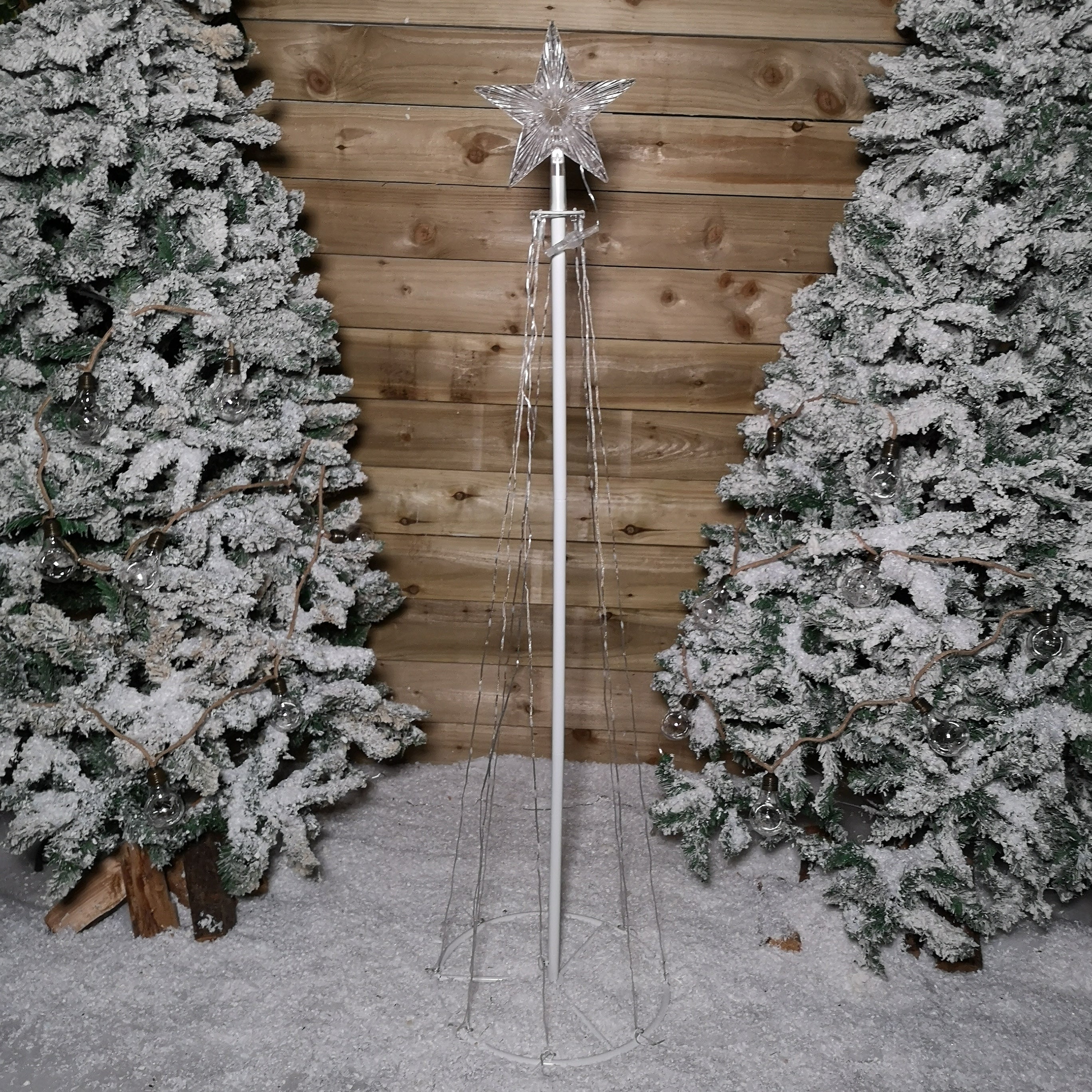 150cm (5ft) White Metal Maypole Tree with 106 Rainbow LED Wire Lights ...
