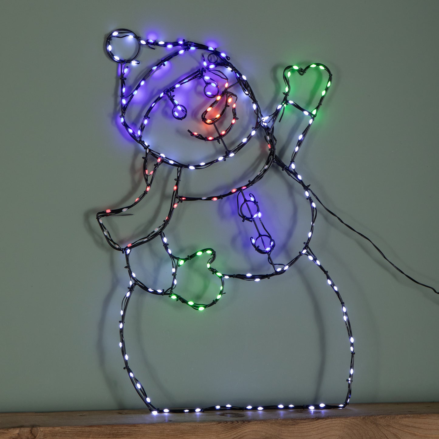 60cm x 38cm Light up FlexiBrights Christmas Snowman with 177 Multi-Coloured LEDs