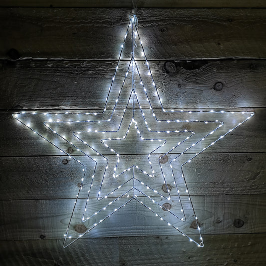 Factory Seconds: 80cm Ice White 230 LED Star Silhouette Indoor/Outdoor Christmas Decoration With Chasing Lights