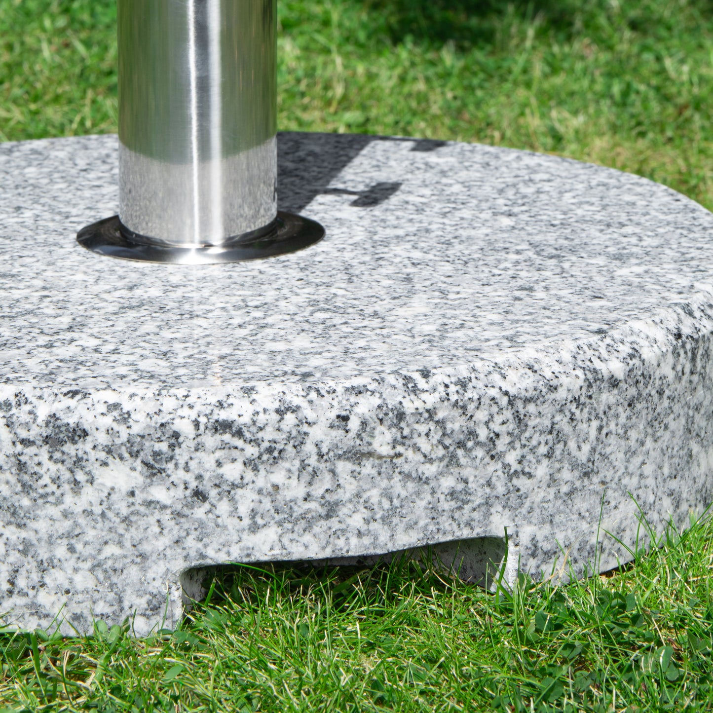 25kg Round Granite Garden Parasol Umbrella Base Weight Stainless Steel Pole