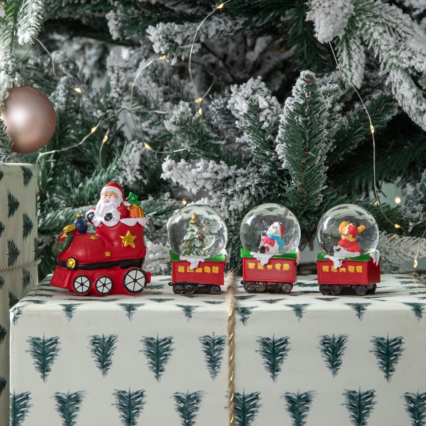 25cm All Aboard Santa's Train Christmas Snow Sphere Decoration