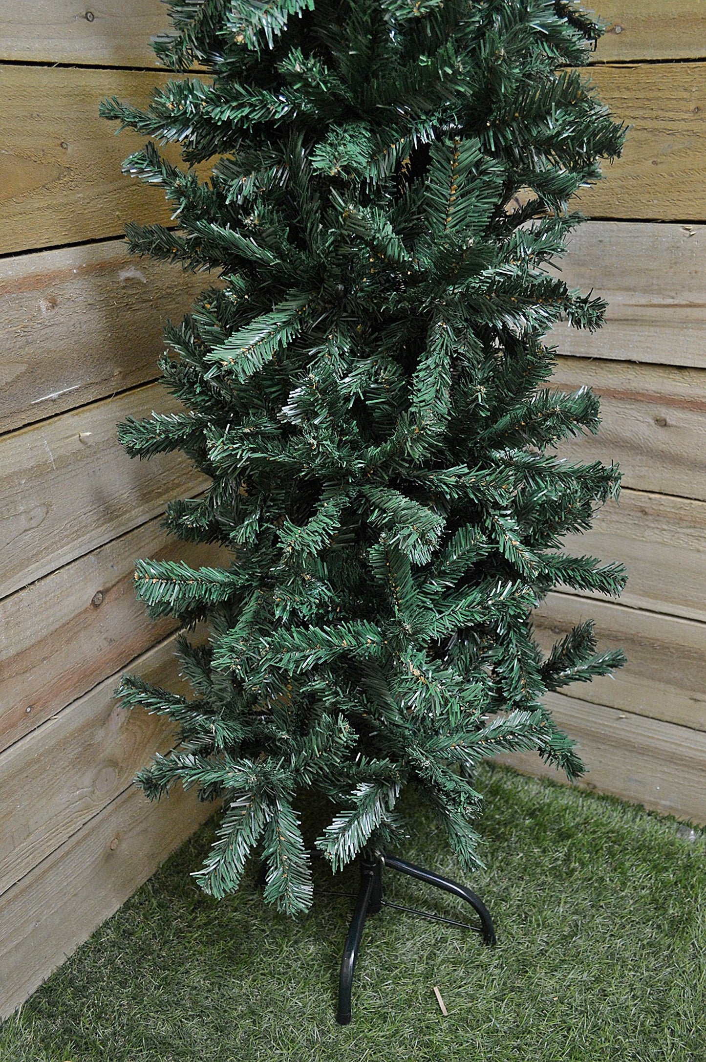 Factory Seconds: 6.5ft (2m) Plain Green Pencil Style PVC Spruce Pine Slim Christmas Tree with Stand