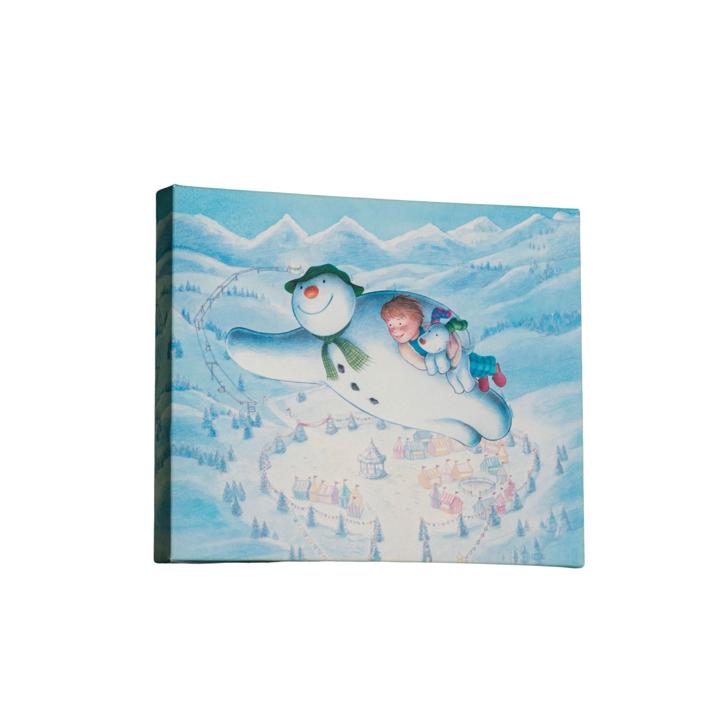 Battery Operated 25x30cm Colour Change LED Snowman Billy & Snowdog Flying Canvas Wall Art