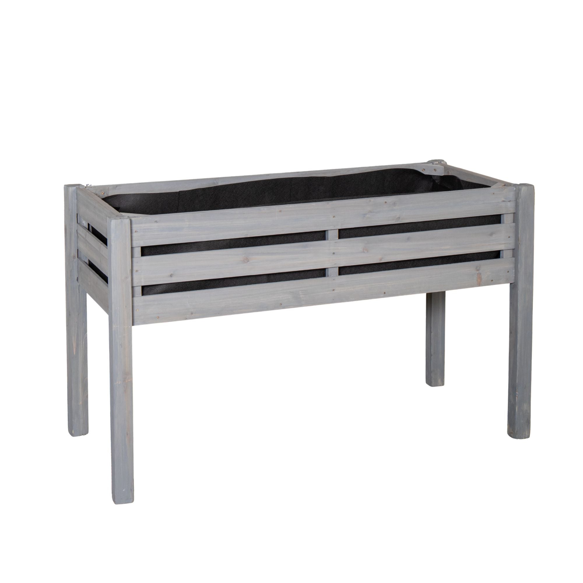 75 x 123cm Samuel Alexander Large Raised Grey Wooden Garden Bed Planter with Slatted Base