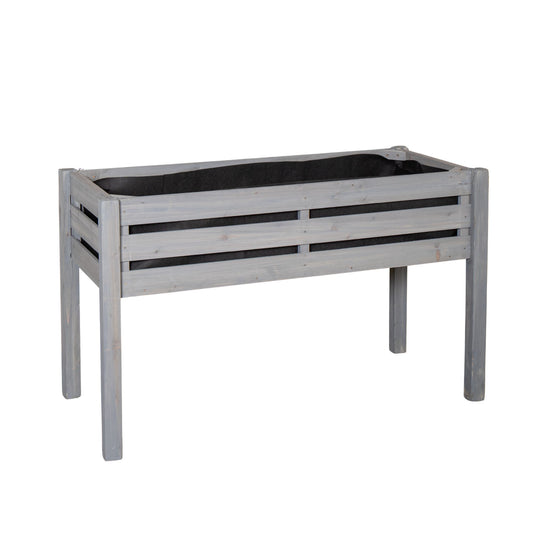 75 x 123cm Samuel Alexander Large Raised Grey Wooden Garden Bed Planter with Slatted Base
