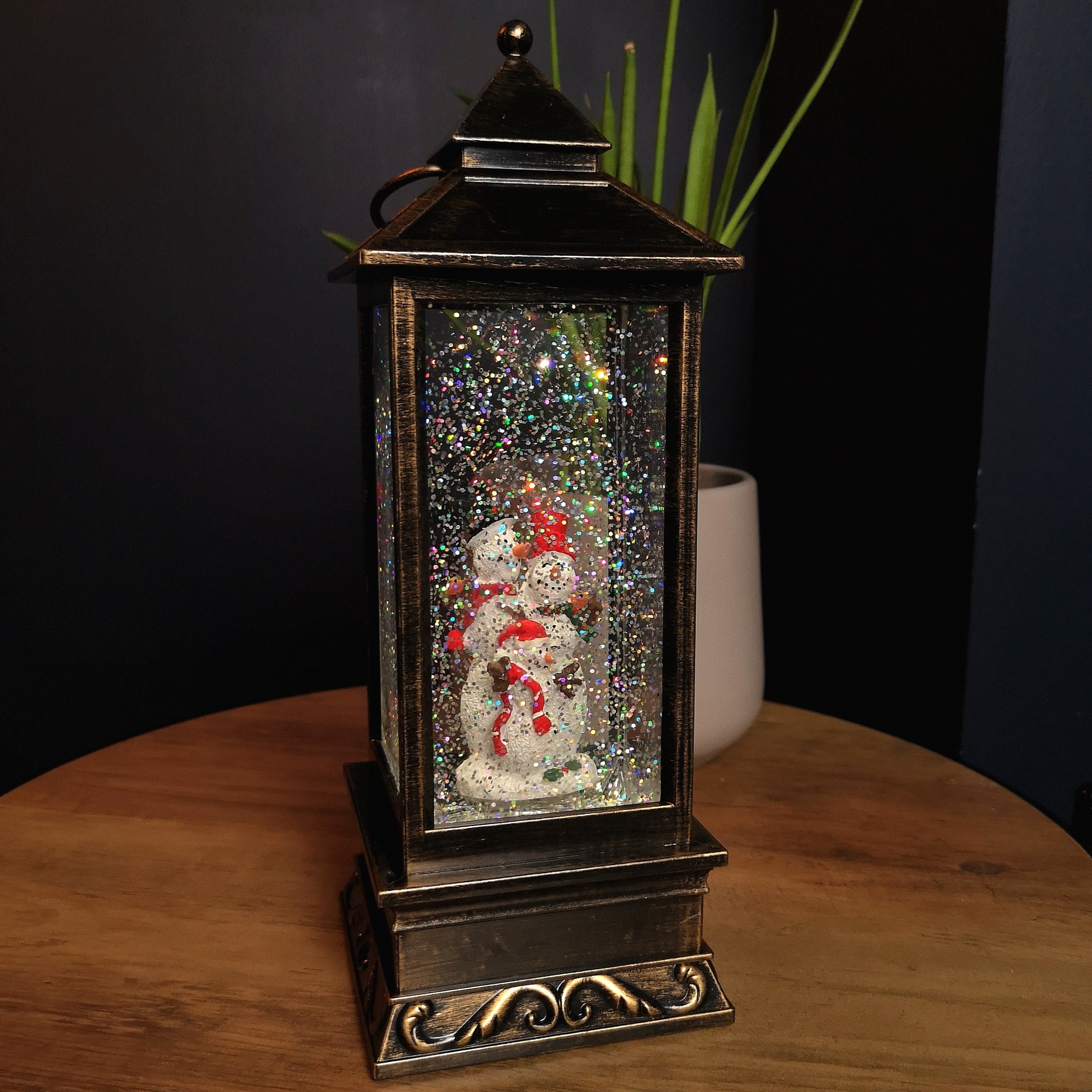 29cm Battery Operated Light up SnowSwirl Snowman Christmas Lantern Decoration