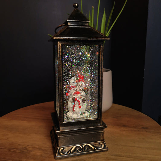 29cm Battery Operated Light up SnowSwirl Snowman Christmas Lantern Decoration