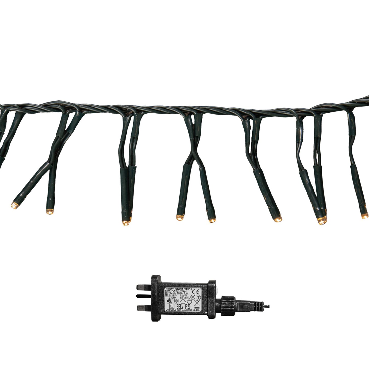 18.5m 1440 LED Christmas Cluster Multi-Action String Lights with Timer in Warm White