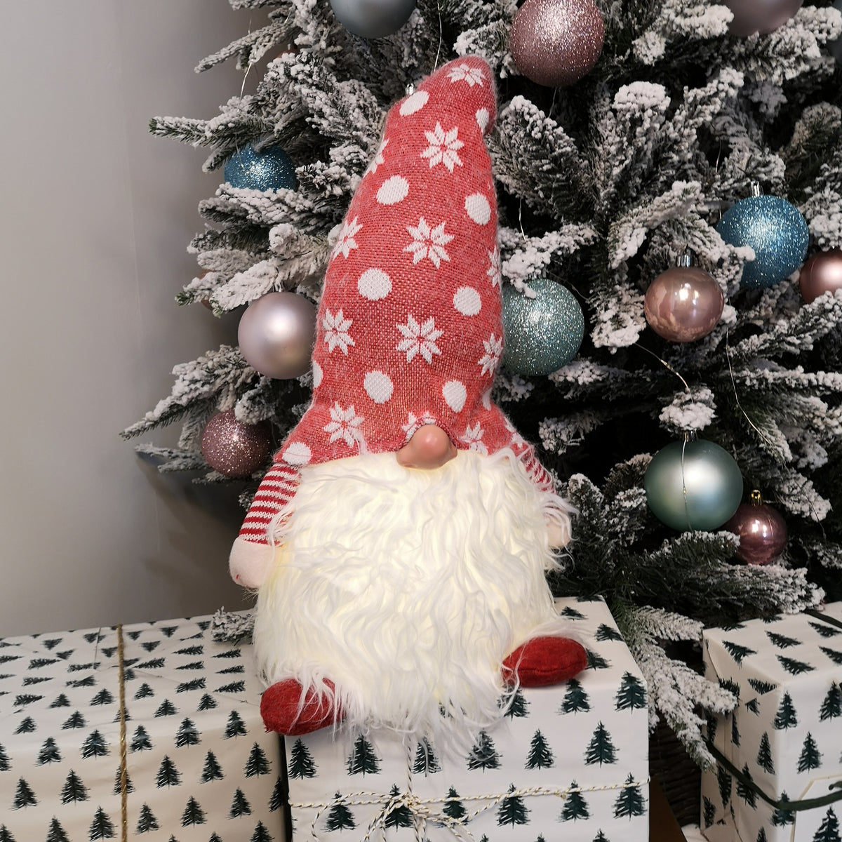 56cm Battery Operated Light Up Christmas Standing Gonk Decoration in Red