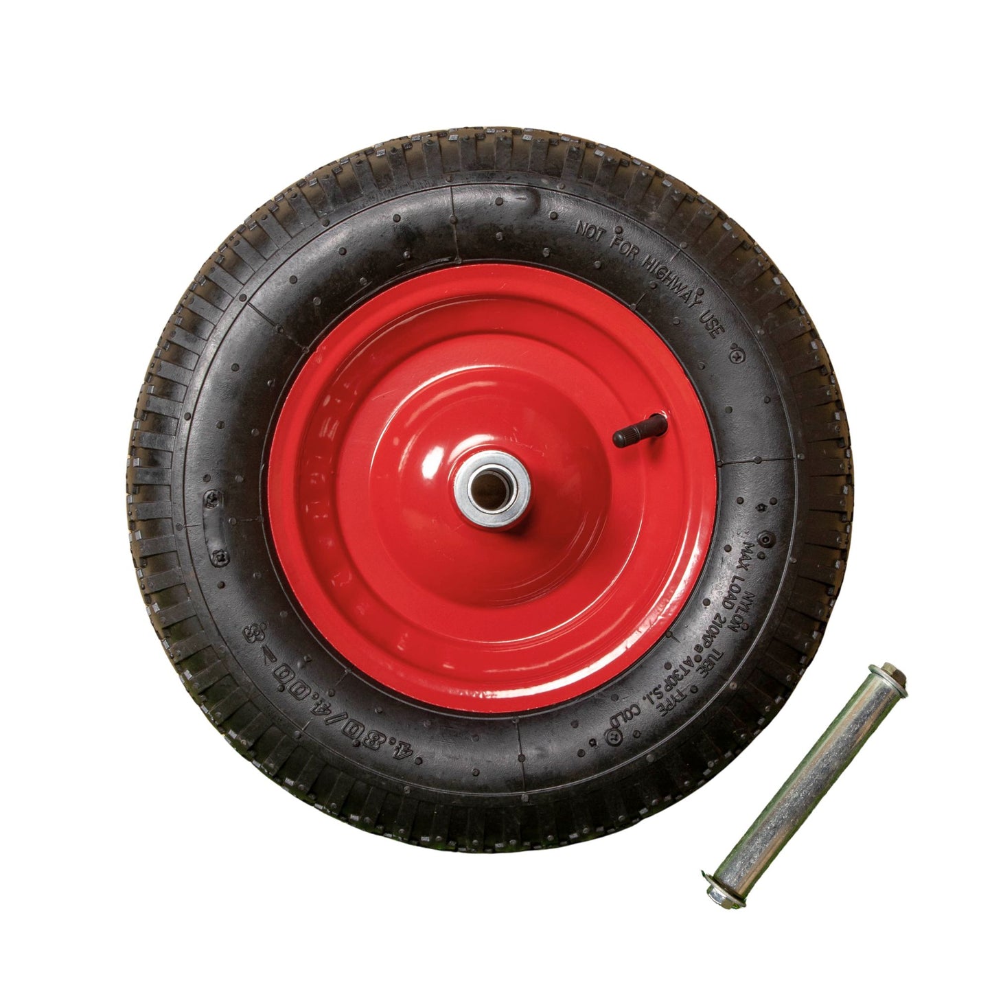 Replacement 15" x 4" Pneumatic Heavy Duty Garden Wheelbarrow Wheel & Axel In Red