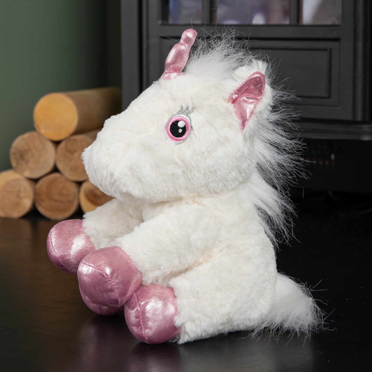 24cm Plush White Unicorn with Sparkly Pink Horn and Hooves