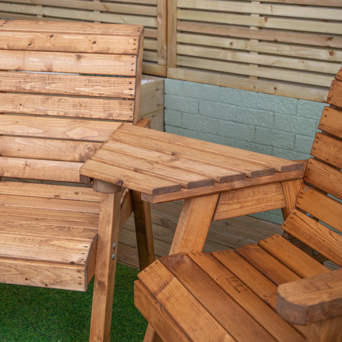 4 Seater Chunky Wooden Garden Furniture Set with Coffee Table