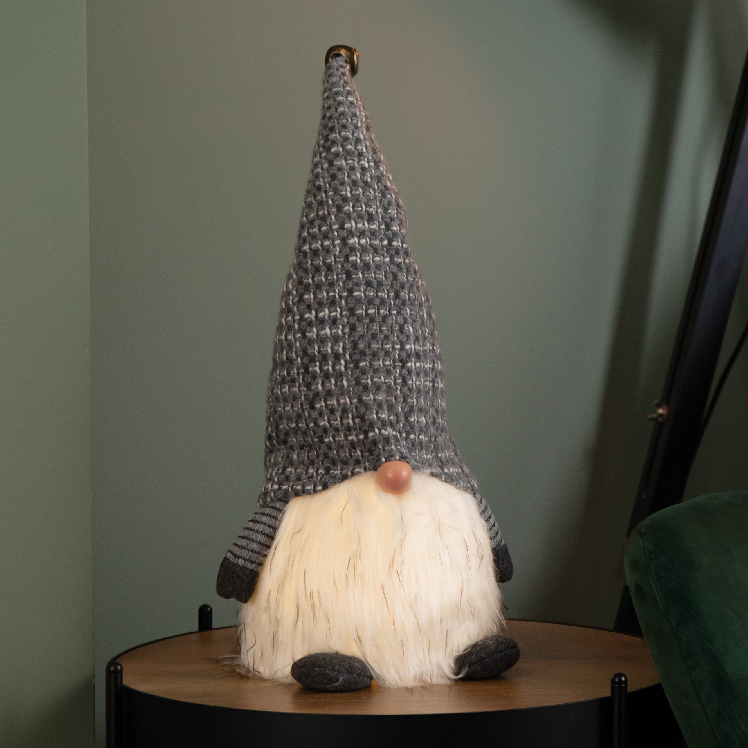 50cm Battery Operated Christmas Sitting Gonk Decoration in Dark Grey