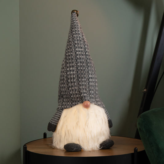 50cm Battery Operated Christmas Sitting Gonk Decoration in Dark Grey