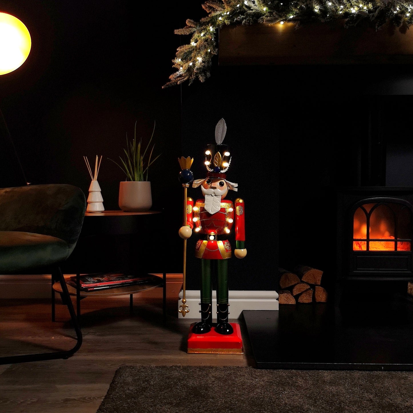 80cm Light Up Nutcracker Soldier LED Christmas Wooden Ornament Home Decoration