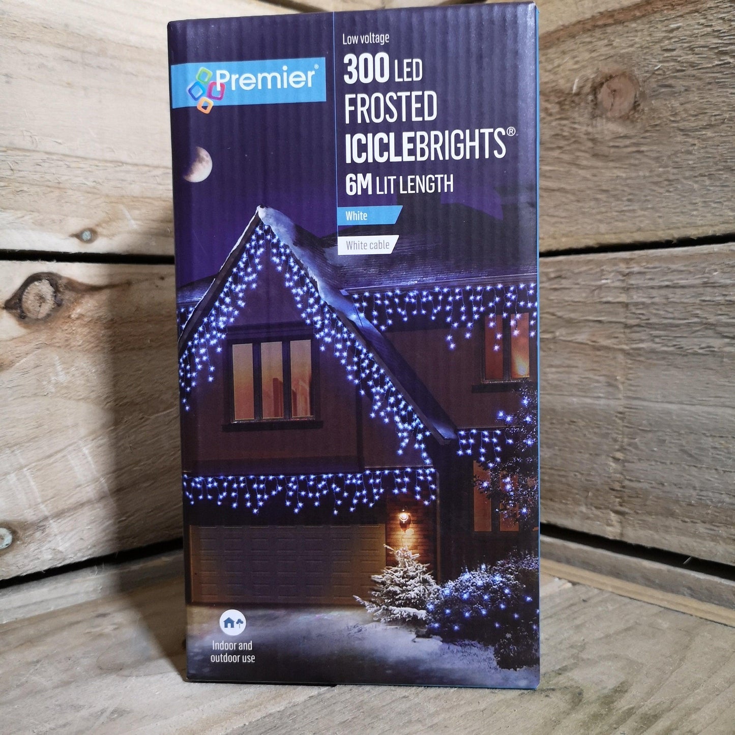 300 LED 7.5m Premier Christmas Outdoor 8 Function Icicle Lights in Cool White