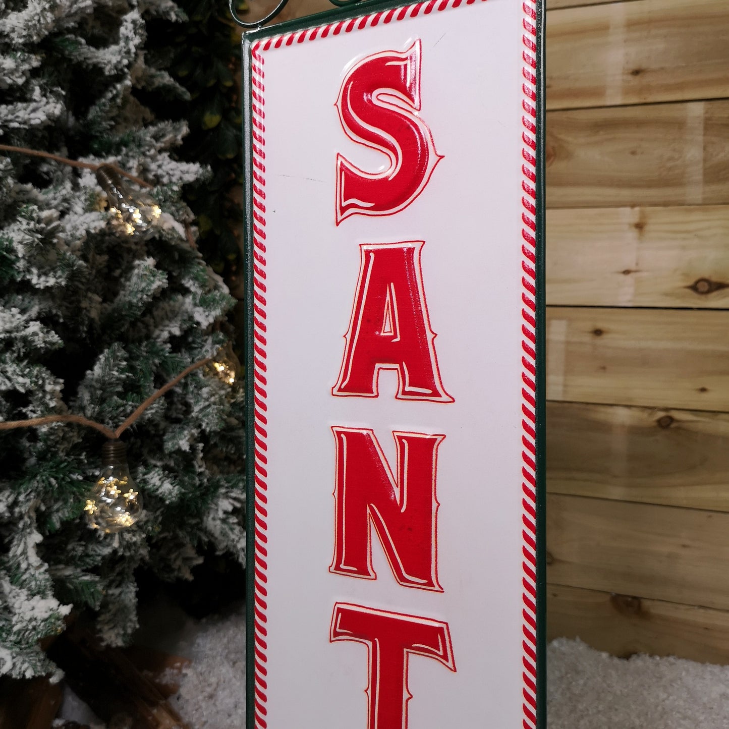 86cm Red and White Santa Stop Here Sign Christmas Decoration
