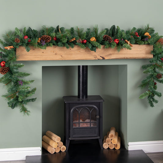 2.7m Festive Spice Christmas Garland with Pinecones and Faux Dried Fruit