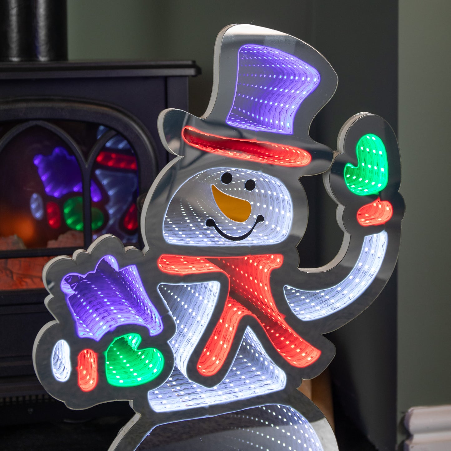 56cm LED Infinity Light Snowman Waving
