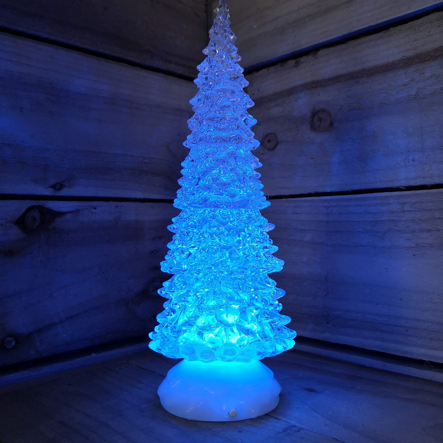 Factory Seconds: 32cm Dual Power LED Christmas Glitter Water Spinner Colour Changing Tree